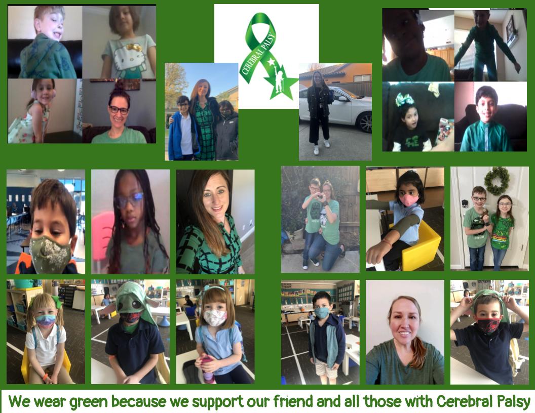 PatelLuvKinders's tweet photo. We wear GREEN today to show support to all those in the CP community! I was so impressed at the creative ways my kiddos added green flair to their uniforms in cohort B today! #wcsglobalperspective #allmeansall https://t.co/WdGz1Gyx1B