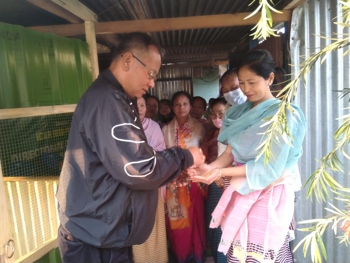 After completing the construction of  Local Meira Paibi's Sanglen at Oinam Leikai Manung, an inauguration ceremony was held with the local people including Meira Paibi group.
