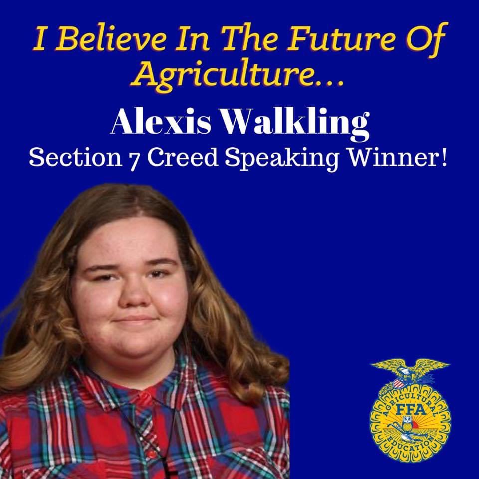 StreatFFA's tweet photo. Congratulations to FFA member Alexis Walkling for placing 1st in the Section 7 Creed Speaking Competition! She is on to districts!! #shsdawgs #learningtodo #publicspeaking #ag #ffa #streator #illinois #streatorag #doingtolearn https://t.co/LjyzO7Kg6O