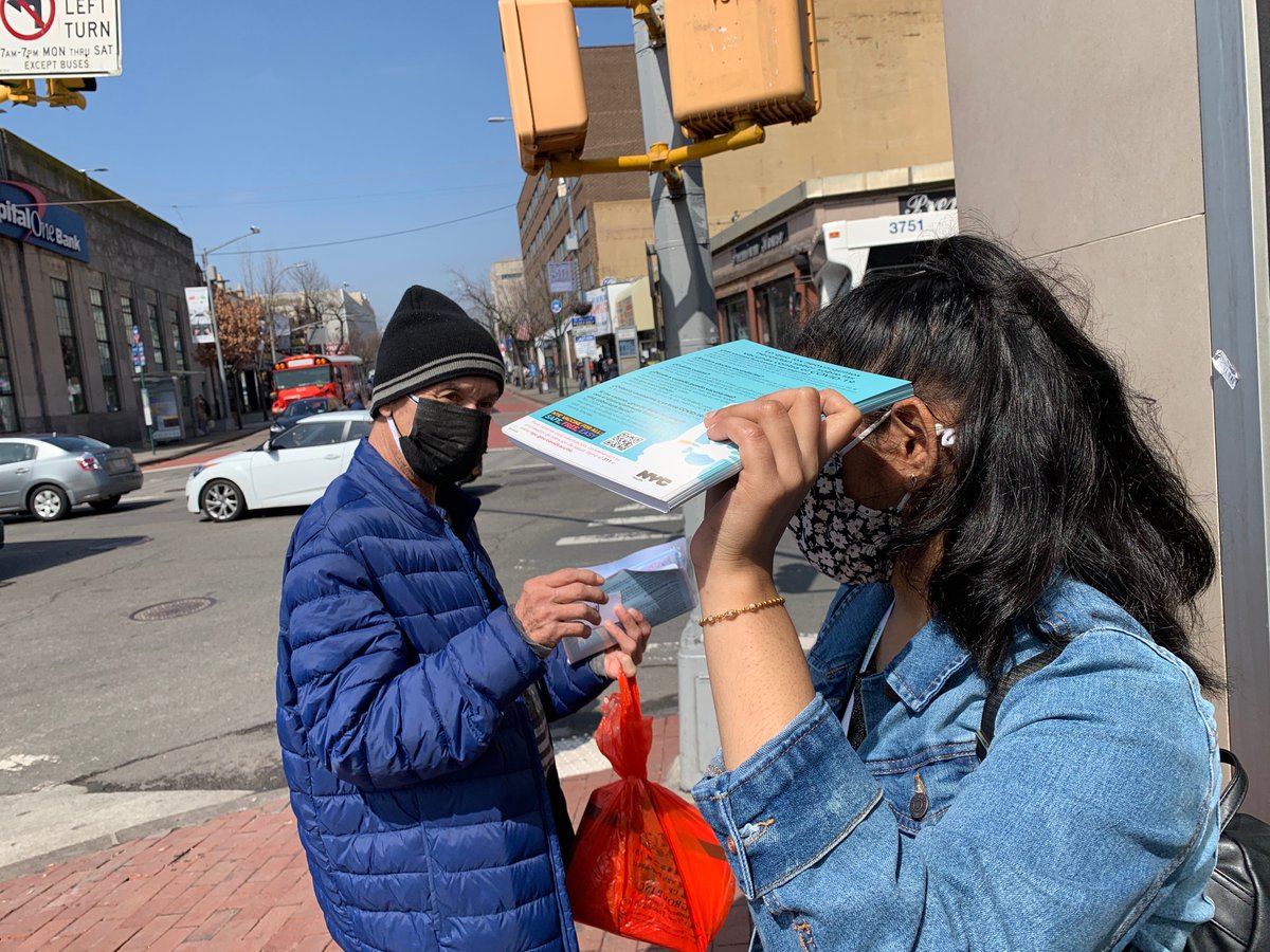 indiahomeusa's tweet photo. In collaboration with NYC Test & Trace Corps and @voceslatinasQNY, India Home made sure that residents of Jamaica had access to vaccines. Informing and signing up for vaccines is the first step. #CovidVaccine #Queenstogether #vaccinenyc https://t.co/JO0anEiF3r