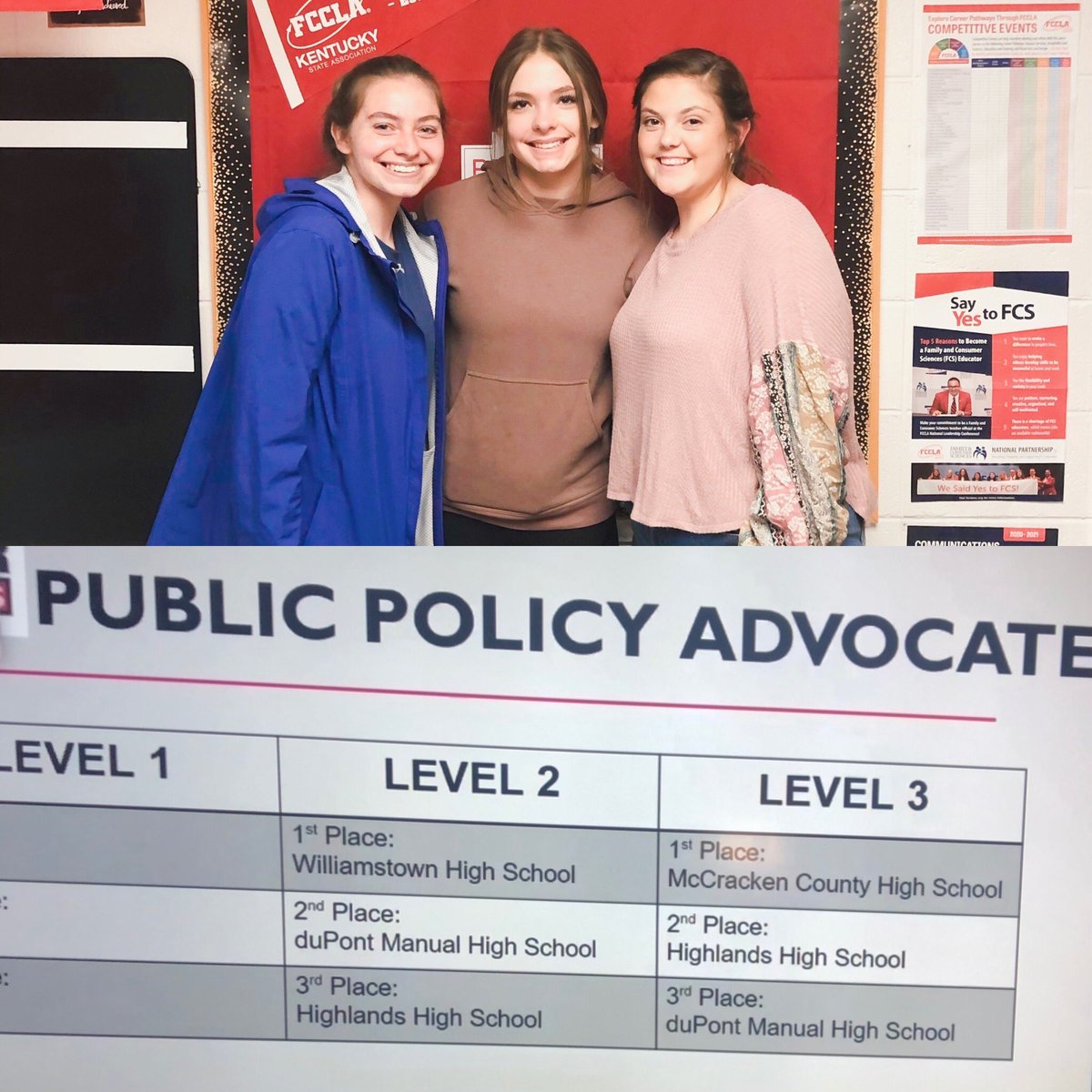 Wtownfccla's tweet photo. here were our star event placements: public policy advocate: lauryn cleveland, avery hornbeck, moriah mccain - 1st - gold https://t.co/dnGapAukht