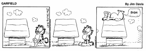 After the passing of Charles Schulz, multiple newspaper cartoonists paid tribute to him in their own strips. This is the one Jim Davis drew.

For those who don't know, Davis gives Schulz credit for helping him figure out how to draw Garfield on two legs. 