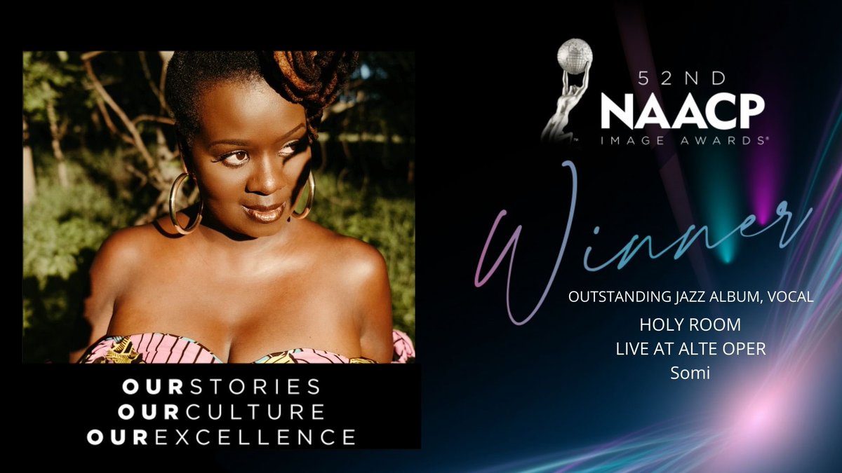 somimusic's tweet photo. Thank you @naacpimageawards for this immense honor! ๐ค๐ค๐ค Thank you for seeing my heart & listening with yours! ๐๐ฟ I celebrate this moment with my generous collaborators @johnbeasley @HerveSamb @ToruDodo & #frankfurtradiobigband. ๐ค #HolyRoom ๐๐ฟ #naacpimageawards https://t.co/133jVazN6E