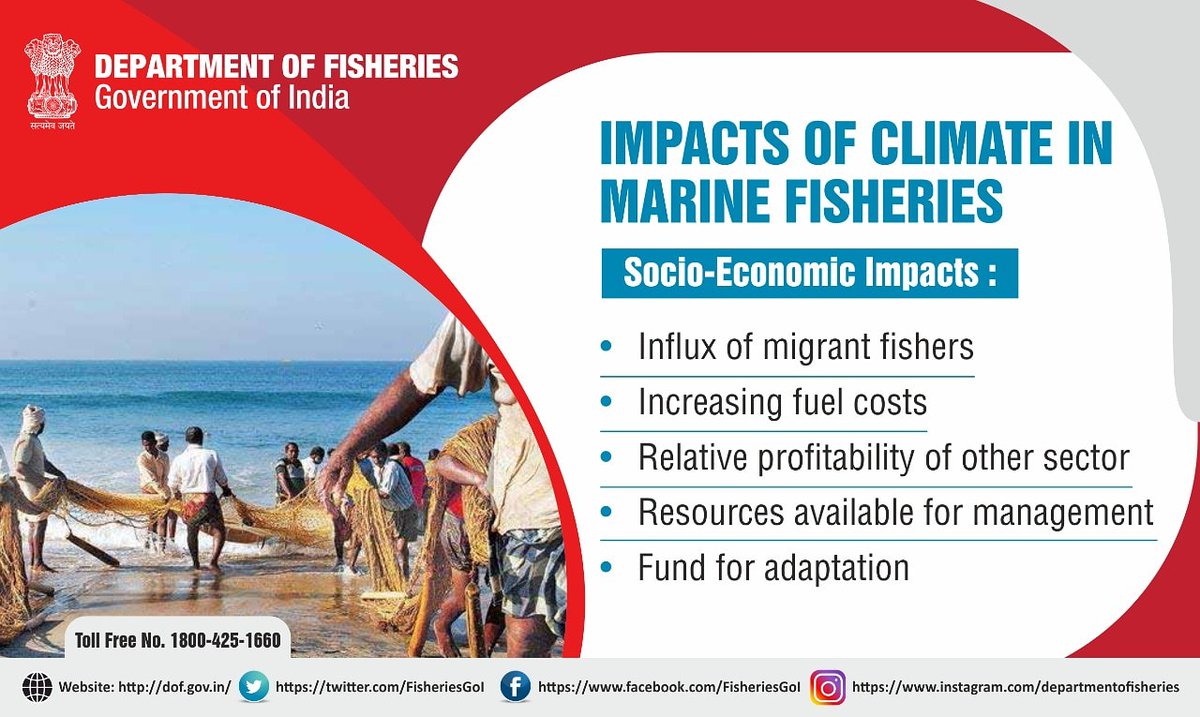 FisheriesGoI's tweet photo. Socio-economic imapct of climate in Marine Fisheries.

#DeptofFisheries #FishFarming #Aquapreneurs https://t.co/THeMj5aa5m
