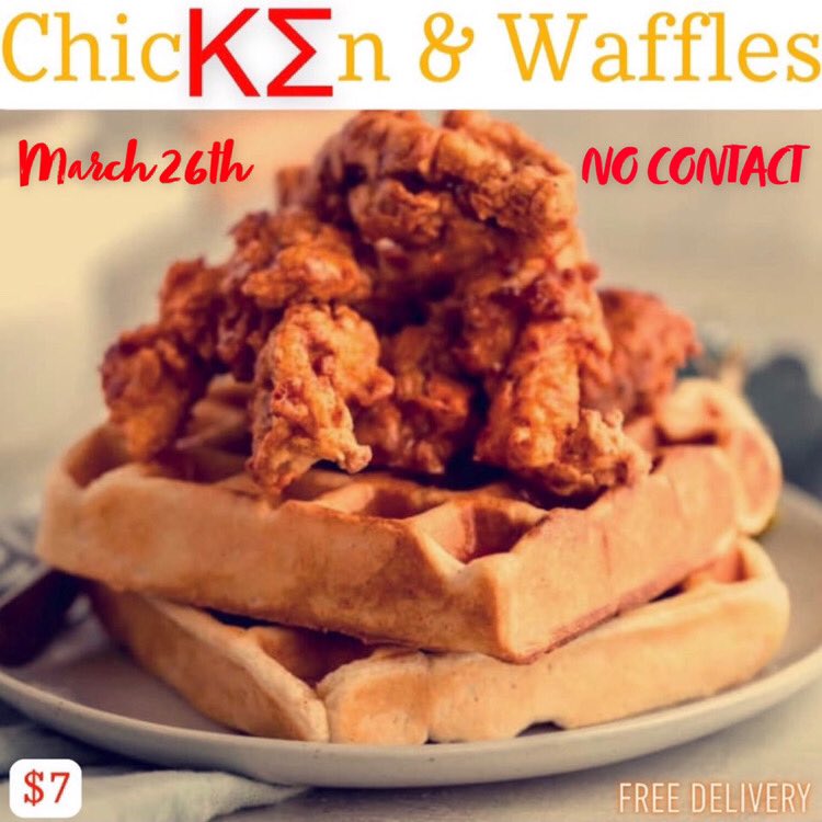 -Retweet this post &amp; tag us for a chance to win a free ticket!!!

ChicKΣn &amp; Waffles tomorrow night from 8-12!!!  If you haven’t gotten your ticket yet message our page or any brother to purchase one.  We’re also offering free delivery &amp; all covid guidelines will be followed!!!