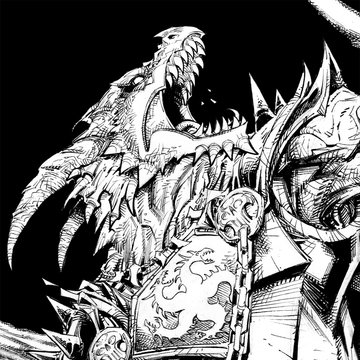 Some detail shots from a drawing of Arkhan the Cruel I got to do for @deathsaves a while back! (watching old CR episodes and missing Jocks Machina) #dnd 