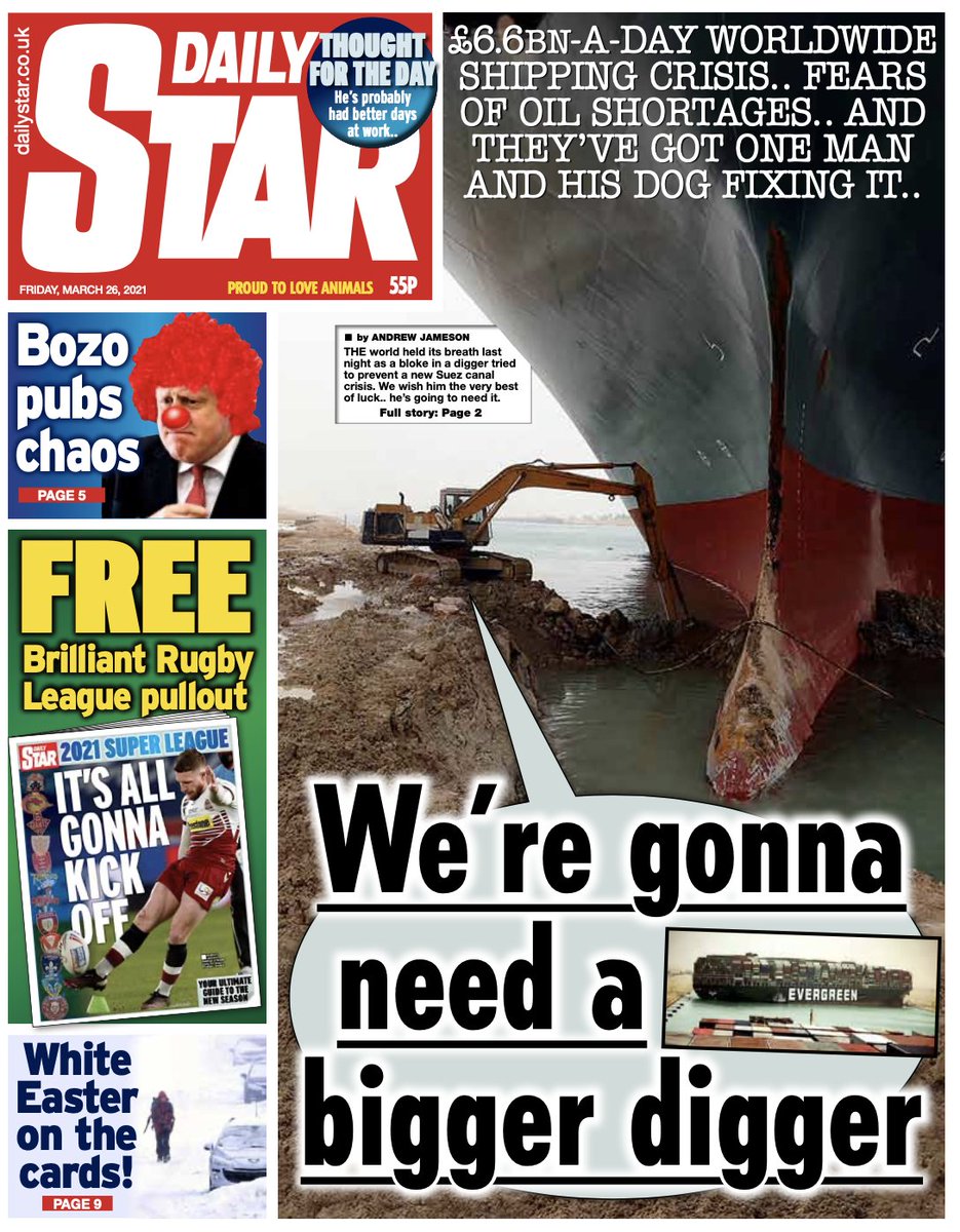 Friday’s Star: “We’re gonna need a bigger digger” 
 
#BBCPapers #TomorrowsPapersToday bbc.in/BBCPapers