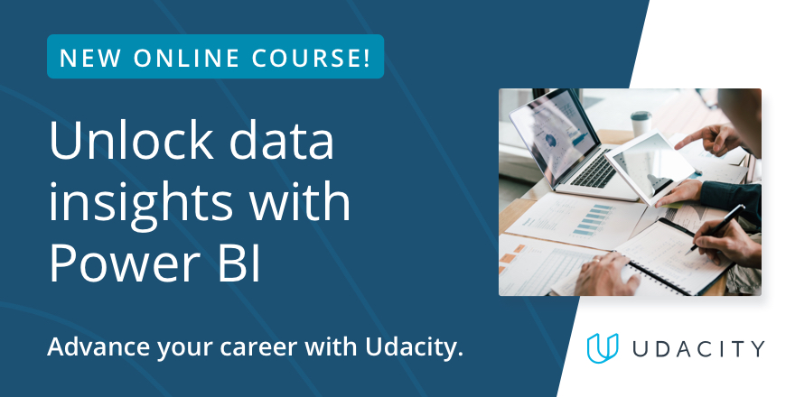 New! Microsoft’s #PowerBI is a popular cloud-based #BusinessIntelligence tool. Our new Data Analysis and Visualization with Power BI Nanodegree program will skill learners in data pre-processing, #visualization and analysis using Power BI. Learn more - udacity.com/course/data-an….