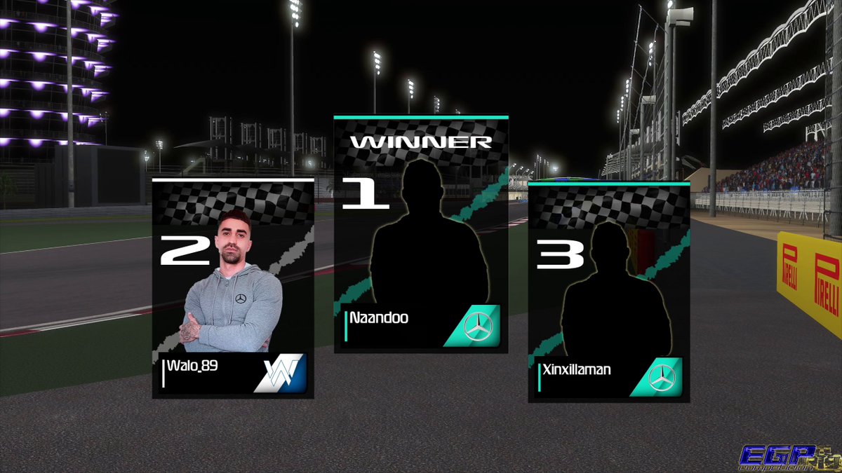 EGPCompeticion's tweet photo. Nuestro primer gran premio oficial ha llegado a su fin y asi ha quedado el podio
1º - @naanDooF1 
2º - @walowinnerTF 
3º - @SergiLorenz 

¡Esto es EGP! Os esperamos en dos semanas, 8 de abril, en el GP de Turquia.
#simracing #rFactor2 #competicion https://t.co/QL0dYK0sUH