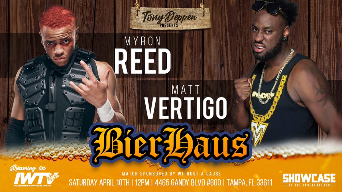 Tony_Deppen's tweet photo. I’m excited for this one. 

@MattVertigo is someone that I think needs a bigger platform, and I’m going to give it to him. 

Time to shine up: 1st time ever: Matt vertigo vs @TheBadReed 

April 10th, 12 pm. 

Tickets here: https://t.co/nptNuuduX9 or live on @indiewrestling https://t.co/7jp5ufasdw