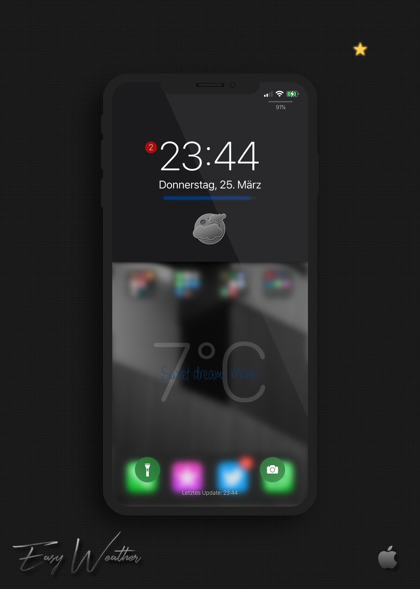 kleinmone's tweet photo. And a simple lockscreen tonight โญ๏ธ
EasyWeather by @thewaytozion
#ios14lockscreen #nojailbreak #shortcuts #EasyWeather https://t.co/xhL2eHVv7r