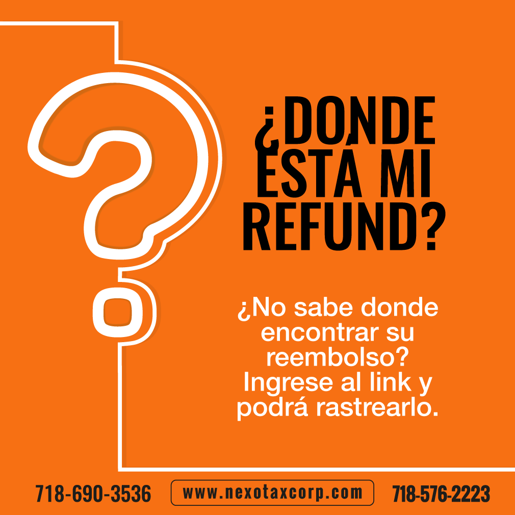 nexotaxcorp's tweet photo. ¿Dónde está mi Refund? Si no sabe como ubicarlo, en estos dos sencillos pasos podrás acceder.
Ingresa a https://t.co/KIZYfjmqh4  

#nexotaxcorp #payroll #taxes #EmprendedoresHispanos #Auditorias #negocioslatinos #redund #taxrefund #reembolso #refundnewyork https://t.co/BbqHVlIvdQ