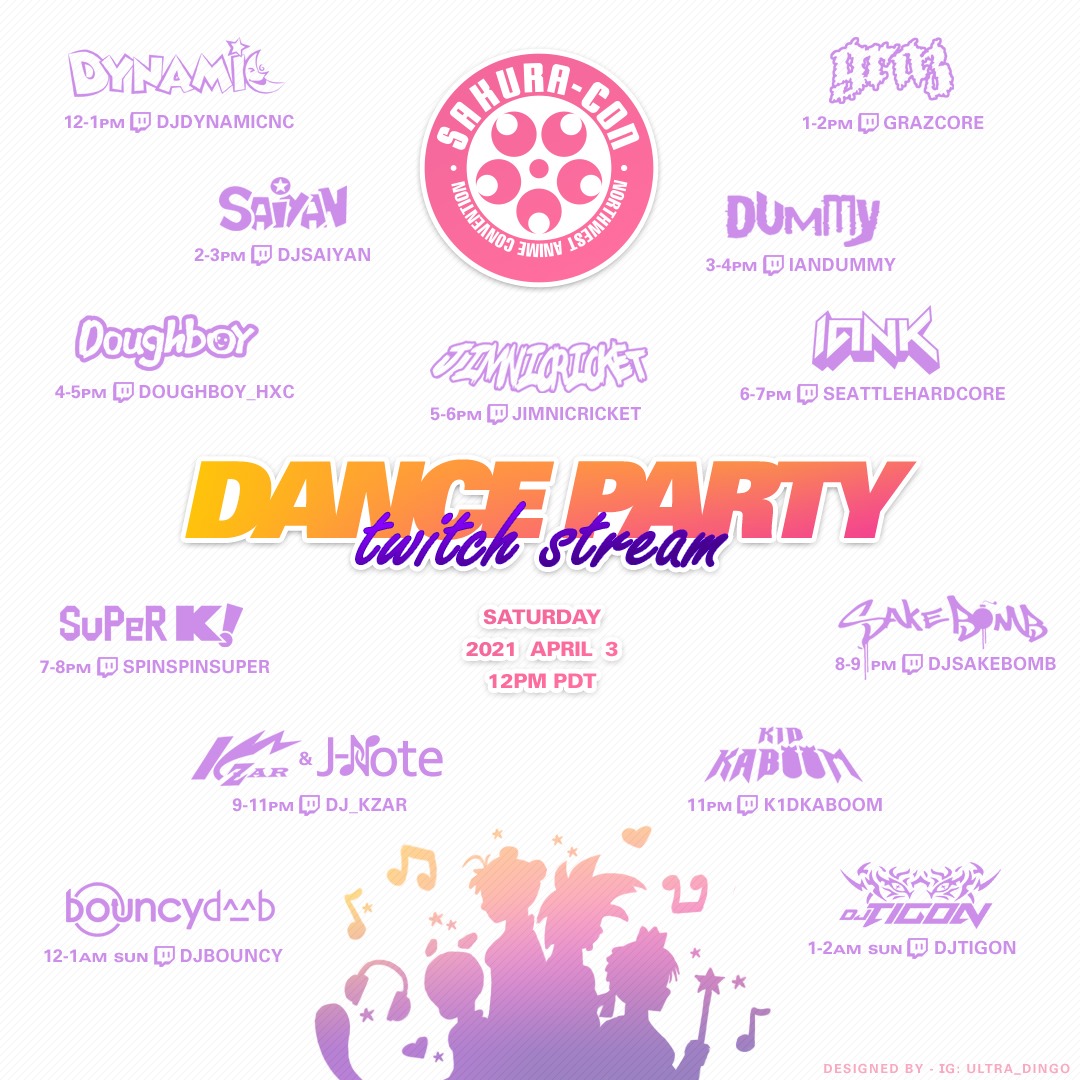 GrazCore's tweet photo. 🌸Dance Party Twitch Stream is 4/3🌸

It's official, I'm teaming up with @SakuraCon alongside 12 other amazing musicians to bring their annual anime dance party to Twitch!

Things kicks off Sat April 3rd at 12pm PDT:
https://t.co/OcrYGDZht6
https://t.co/fcPBVBeAma https://t.co/Jn7hvO6NAI