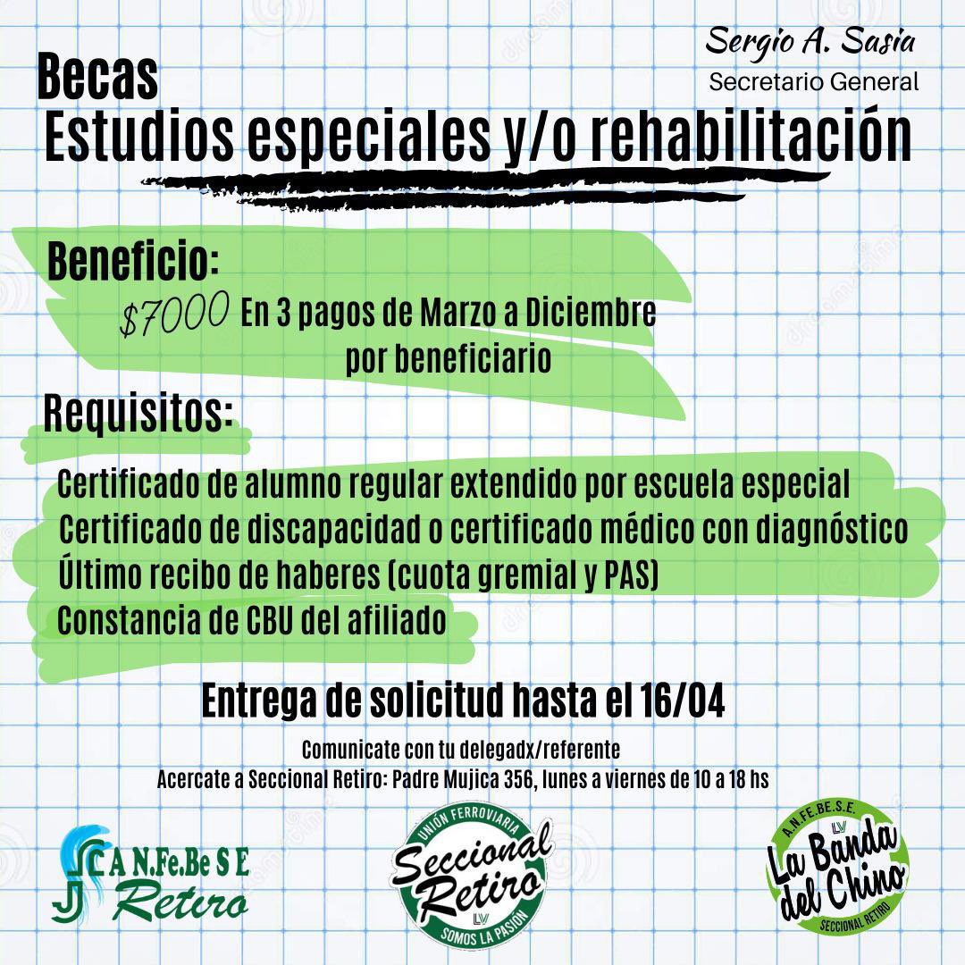 RetiroSeccional's tweet photo. Atencion Compañerxs ‼️
Becas de estímulo educativo ✅

Ya podes comenzar a tramitar tu beneficio ☺️

✏️ Premio estímulo nivel secundario
✏️ Premio estímulo nivel universitario 
✏️ Beca estudios especiales y/o rehabilitación 

Acércate a tu delegado 💪🏽 https://t.co/mJ5jF04tQi