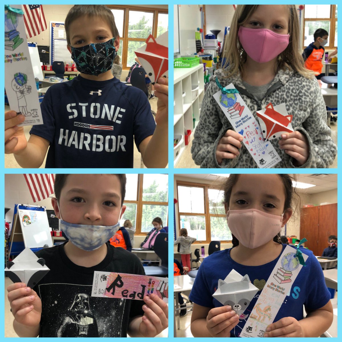 A7teacher's tweet photo. B15 Readers &amp; Artists loved &amp; are honored to make bookmarks to share with our friends of Akron Public Schools! #TheHill #RighttoReadWeek #OneWorldManyStories 🌎 📚❤️ https://t.co/2yL9sYxWjN
