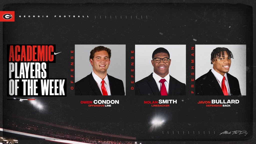 KirbySmartUGA's tweet photo. Congratulations to our Student-Athletes of the week!

#ATD #GoDawgs https://t.co/F85kQkf8XL