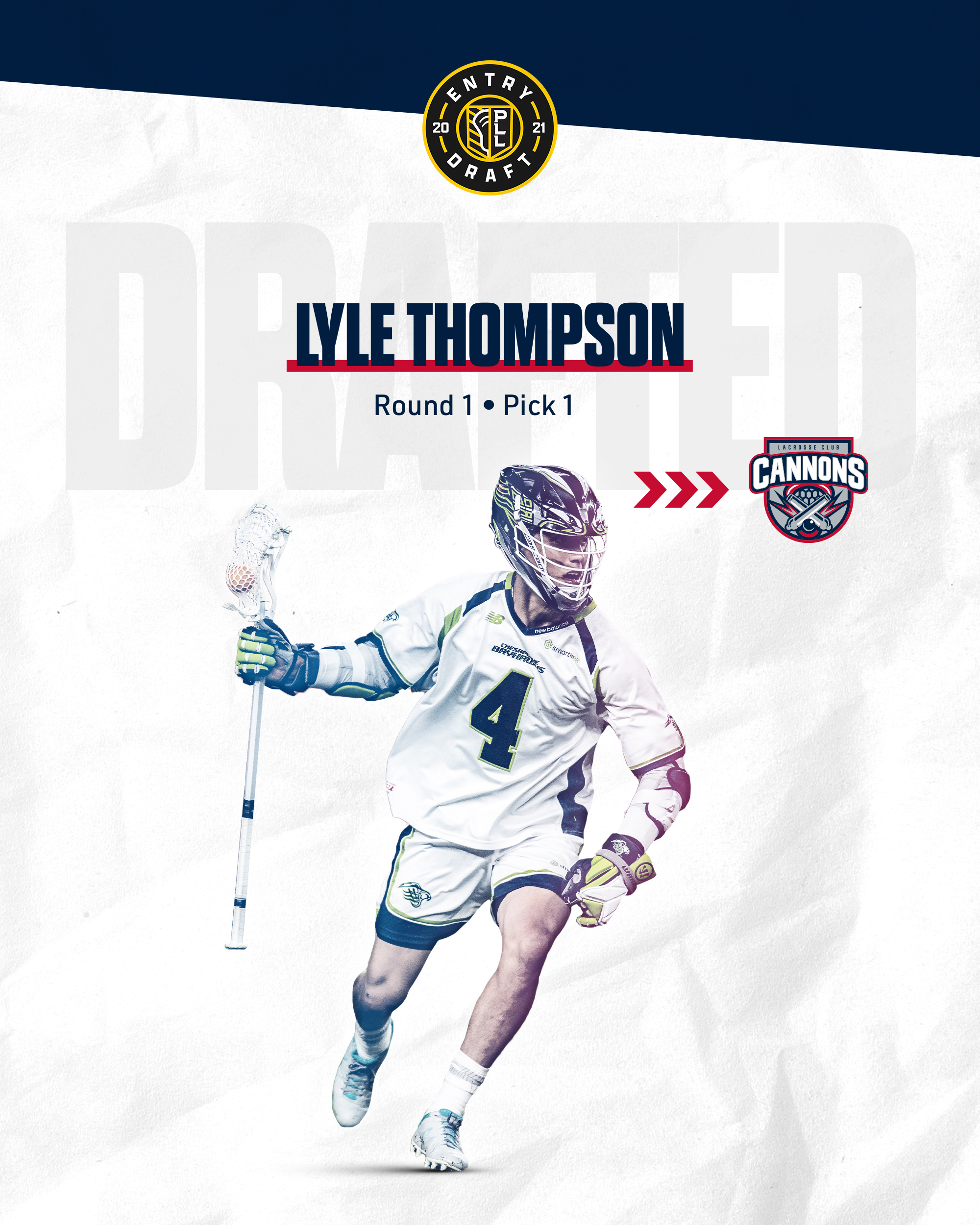 Cannons Lacrosse Club on X: With the #1 Pick in the 2021 Entry Draft, we  have selected @lyle4thompson. Welcome to the Cannons, Lyle 💥💣   / X