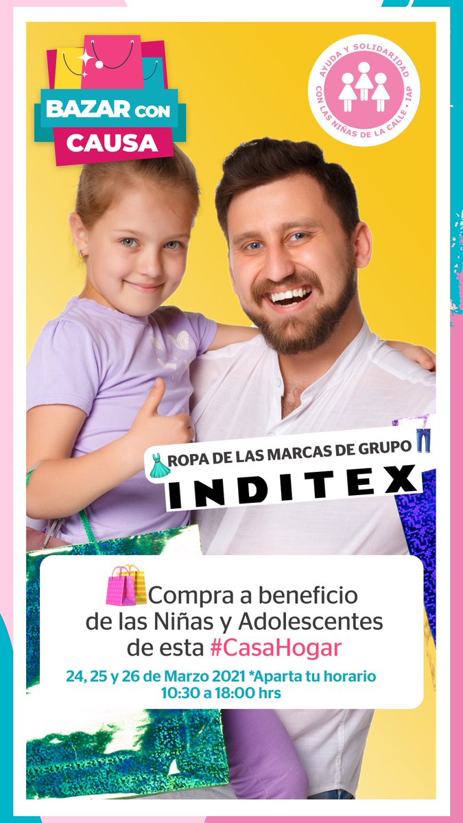 junuetgg's tweet photo. ✨ #BazarConCausa2021✨
Compra a beneficio de 
las Niñas y Adolescentes de esta #CasaHogar

24, 25 y 26 de marzo 🛍
Productos de INDITEX
¡A precios de locura! En people #60 Santa Maria Insurgentes 
Saca tu cita para que nos visites
Cel: 5537363650 y ayuda@ayudaorg.mx

#YoSoyAyS🛍 https://t.co/wz1oXlNLd5