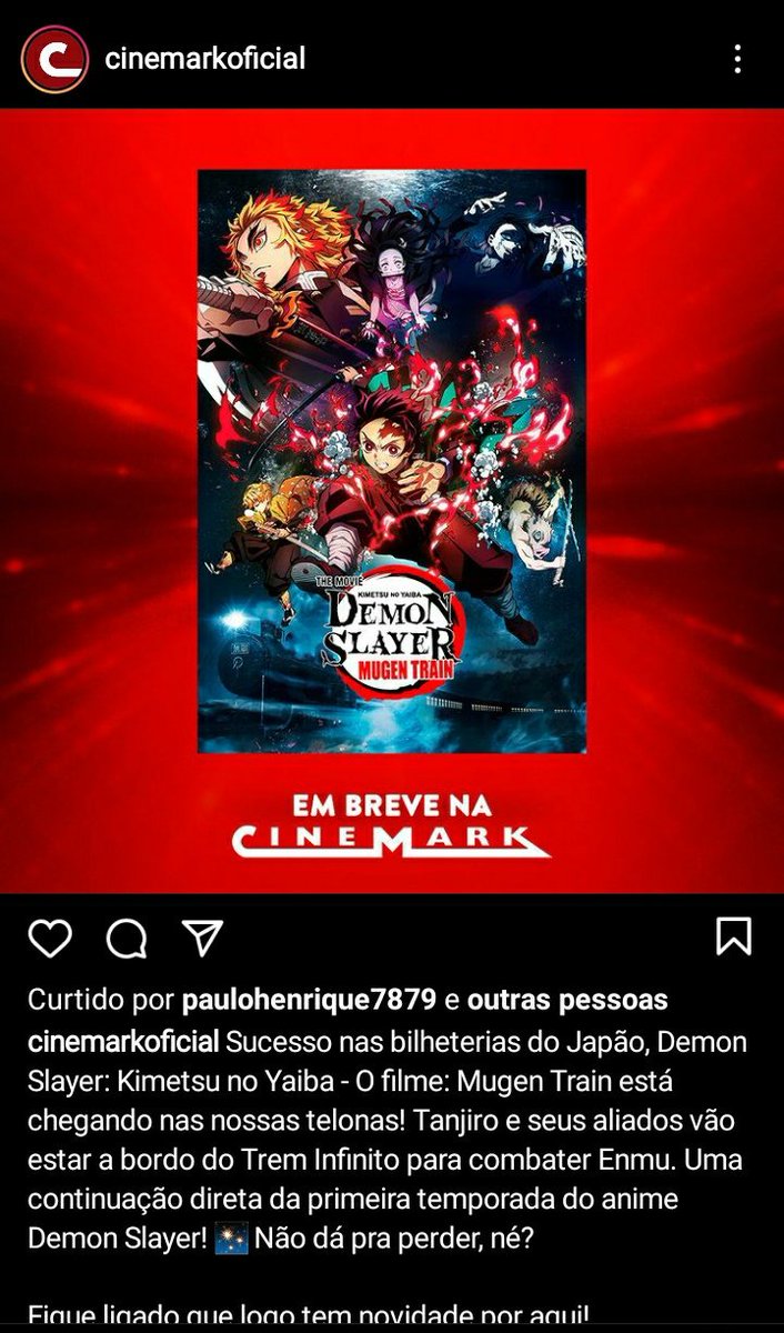 animesinjapan's tweet photo. URGENTE🚨| A rede de cinemas CINEMARK, acaba de confirmar o filme "Kimetsu no Yaiba: Infinity Train" no BRASIL!! https://t.co/r0Rh7FubiP