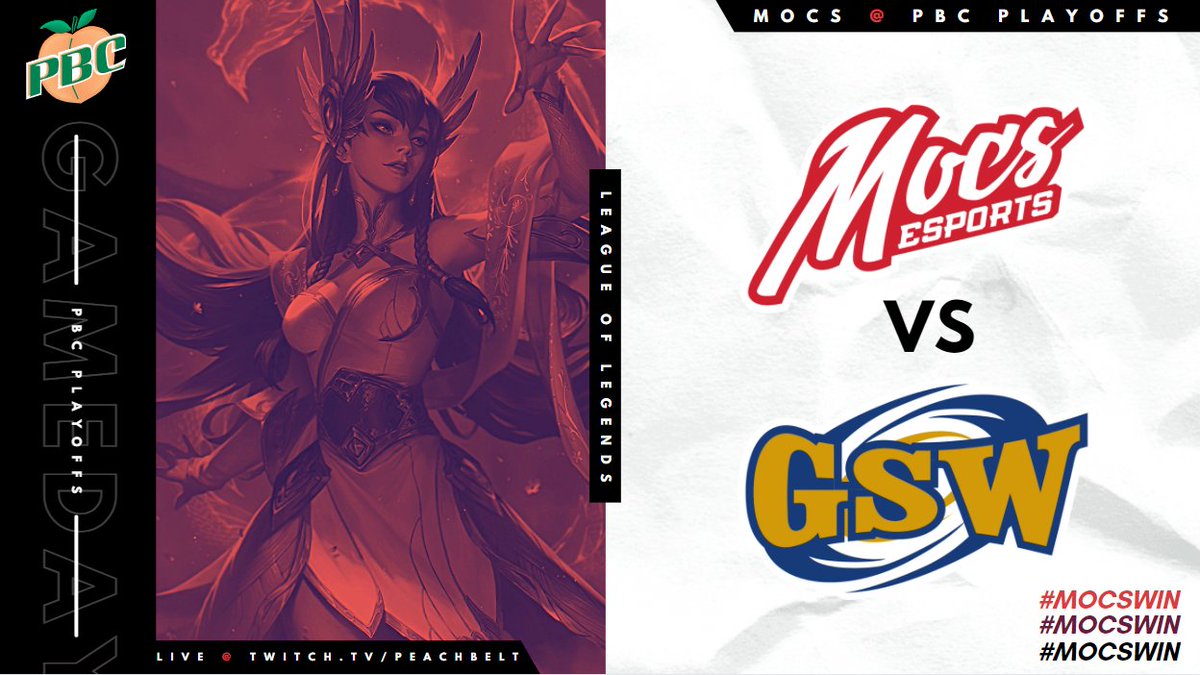 MocsEsports's tweet photo. [ #MOCSLOL ] Tonight the Mocs fight for a spot in the PBC semifinals against GSW Esports in a BO3 series!! 

@PeachBelt will stream the match on Twitch @ 9PM EST-- With both teams at 5-2 overall, this is definitely a match you don't wanna miss.

📺 https://t.co/zm4G3TLYnQ https://t.co/rGU0Ob8D0Q