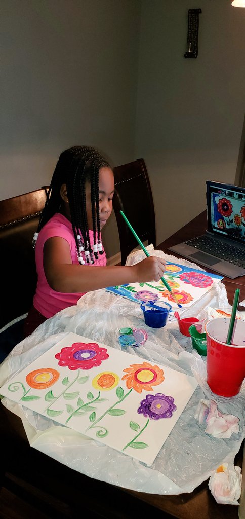 My daughter &amp; I celebrated SEL Day, a day early tonight with pizza &amp; paint alongside my students, families &amp; staff!