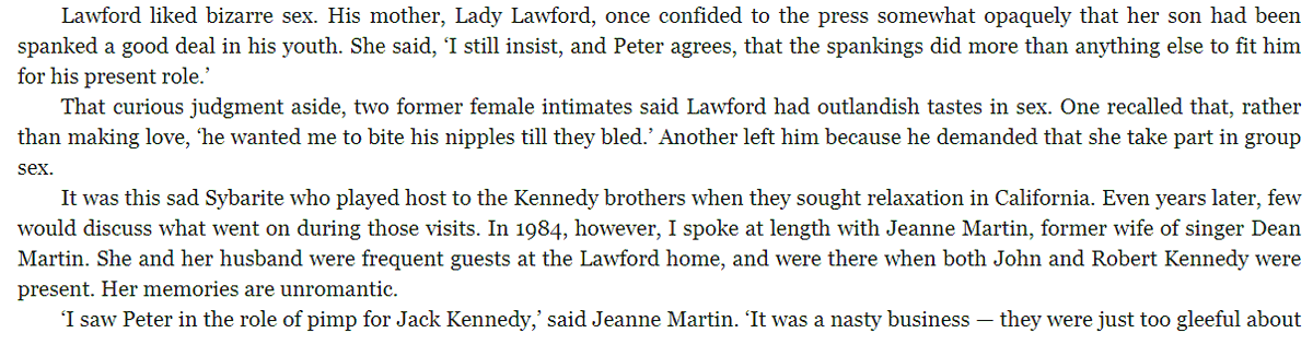 RFK seemed to womanize less than JFK, but not by much. and Peter Lawford was a freak.