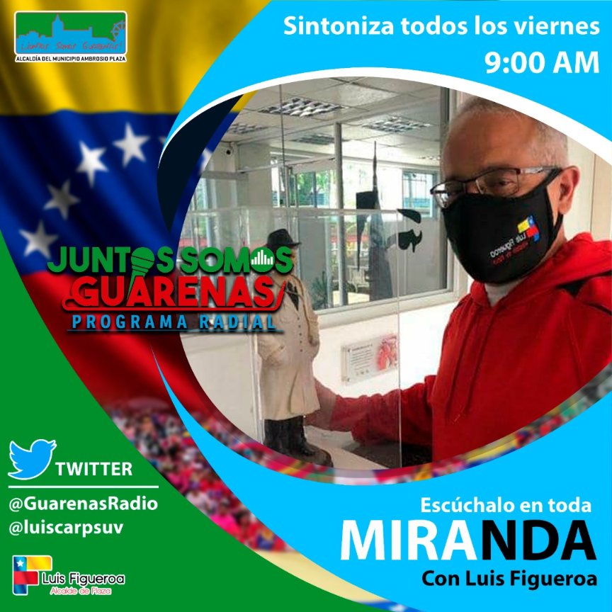 Sintoniza mañana Viernes #26Mar el programa radial #JuntosSomosGuarenas  no te lo pierdas 9AM por Latina 102.1FM Balance Informativo de #GuarenasCeroCovid19 y Especial Beatificación del, Dr. José Gregorio Hernández.

@luiscarPSUV @GuarenasRadio #LaCovidNoEsCoba