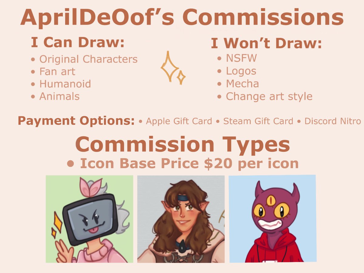 AprilDeOof's tweet image. Hello everyone! ✨

Here’s my commission info! Check my bio if they are opened or closed. DM me or email me at aprildeoof@gmail.com if you are interested in commissioning me. Have a great day! 💖
#commissions #art #illustration #artcommissions