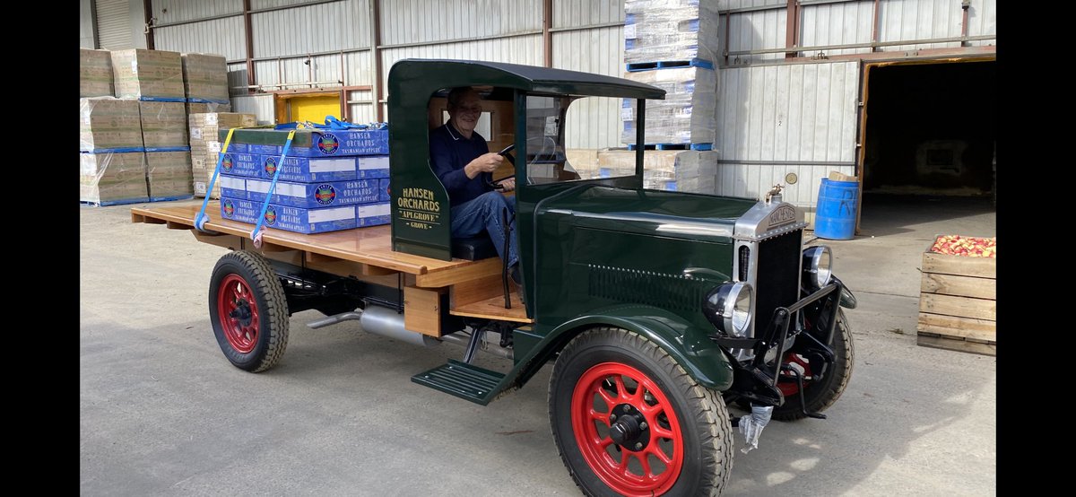 My 1939 model father Carl about to set off to Hobart in the 1924 model Manchester truck we renovated for his 75th Birthday 6 years ago