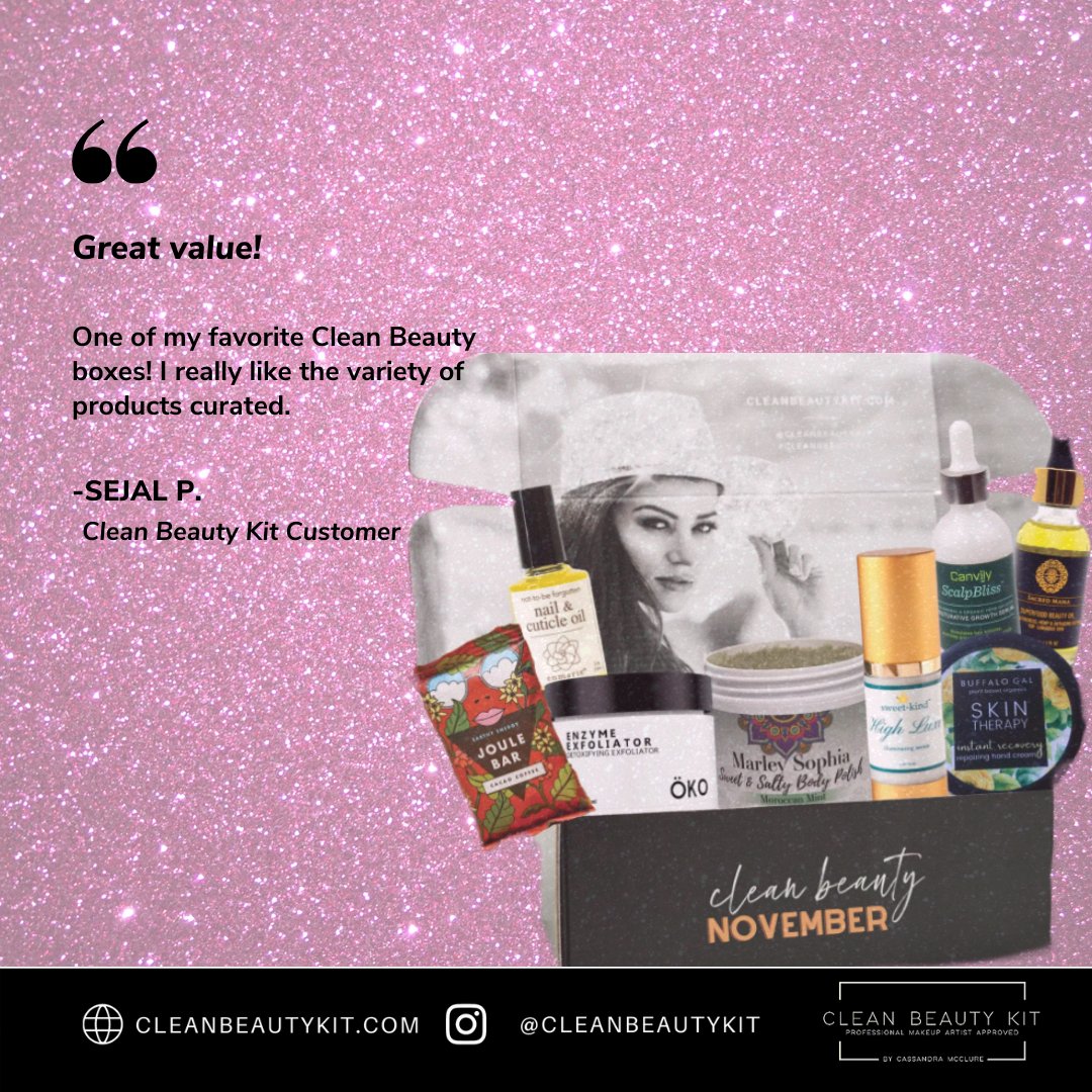 cleanbeautykit's tweet photo. Have you tried a Clean Beauty Kit yet? 

Its a great variety of curated products according to @drsejalbeauty
#cleanbeautykit #testimonialthursday #thursdays #review #cleanbeauty #cleanbeautyproducts #greenbeauty https://t.co/vECUkSwUas