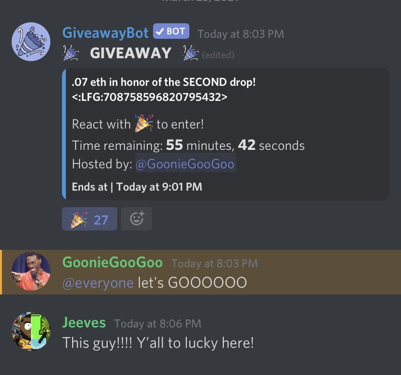 Wow! We really have the nicest team! This is the stuff your missing if your not in our discord!! Tons of giveaways, a growing community, dope people! This is #SouthParkPeopleNFT! discord.gg/CevnfFtX hurry and join and don’t miss out on this free #ETH or the new drop at 9pm!!!