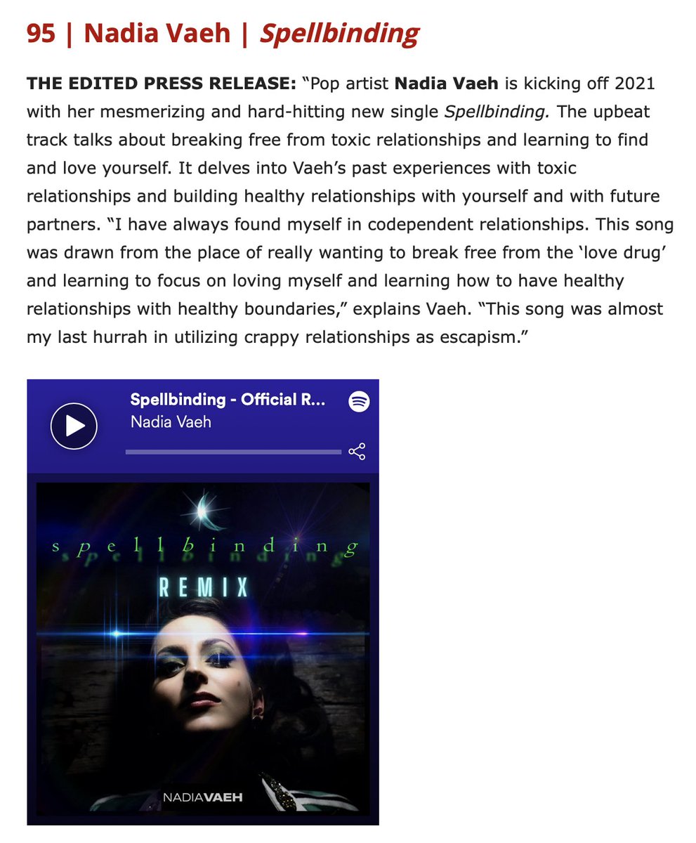 The team Tinnitist <a href="/Darryl_Sterdan/">Tinnitist_Darryl Sterdan</a> has excellent #newmusic taste! Check out my Spellbinding Official Remix review x <a href="/NadiaVaeh/">Nadia Vaeh (she/her)</a>  &amp; other artist's songs reviews here 👉ow.ly/ig9M50E8SLA