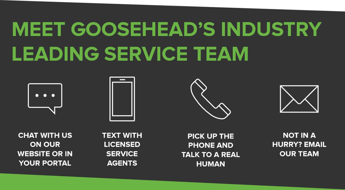 followgoosehead's tweet photo. Becoming a #Goosehead client means gaining access to our world-class service team, who handles every single one of our policies and maintains a 97.8% customer satisfaction rating.

Existing Client?
Reach service at (800) 474-1377 or service@goosehead.com https://t.co/gVF61KGncE