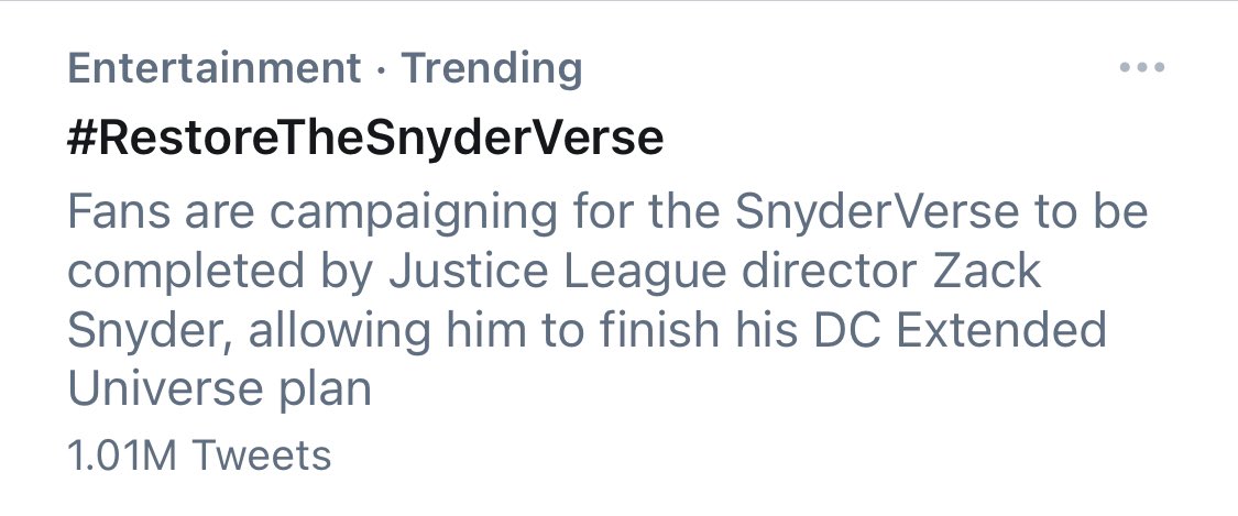 Фанаты Зака Снайдера атаковали DC и Warner Bros. миллионом твиттов с хэштегом #RestoreTheSnyderVerse