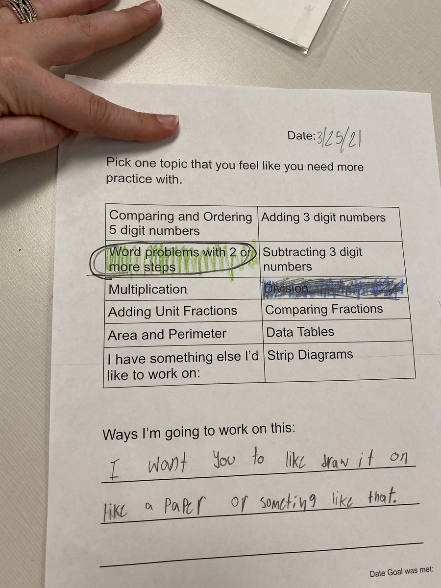 MrsA_Guy's tweet photo. With school being remote at the beginning and my maternity leave, my students haven’t been able to feel as confident and master concepts like they would in a traditional year. So we shifted gears and the students get to determine their small group lessons #nisdelmath @HasletElem https://t.co/V7MI1t1sw9