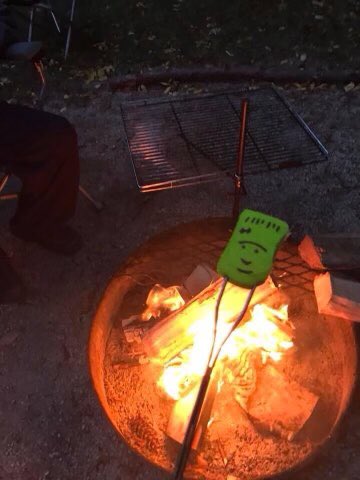 kenpier53's tweet photo. @Pepsi
 #HangingWithMyPEEPS
#PepsiSweepstakes

Roasting Halloween Frankenstein Peeps while camping. https://t.co/TM7oFBYnpC