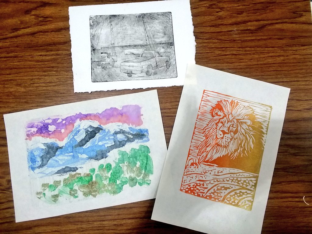 ADM_Ostrander's tweet photo. It's fun to teach different types of printmaking and let students make choices about what method works best for their unique idea. I hope to share the results of our printmaking endeavors soon! https://t.co/E0D68DeB0y