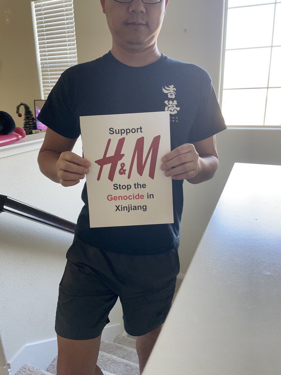 stonehoo's tweet photo. I made this placard to support @hm, feel free to use. CCP is the only thing we need to boycott. #StopGenocideinXinjiang #supportHM #boycottCCP https://t.co/JoNOhOgXXs