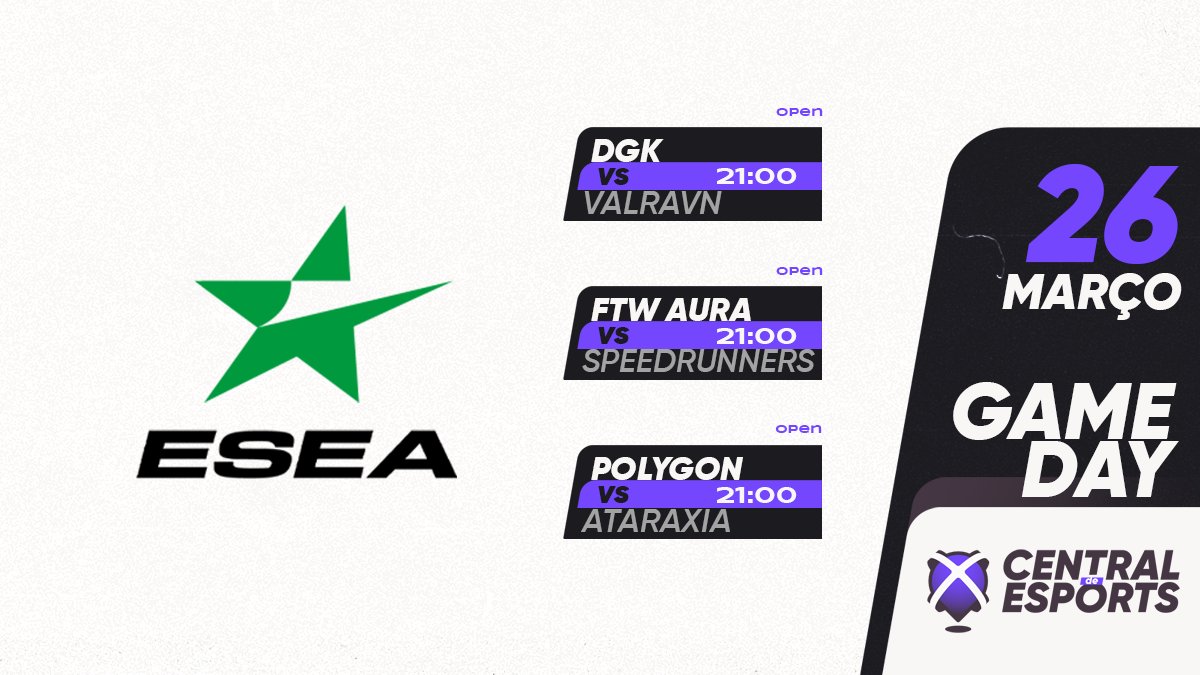 CentralDEsports's tweet photo. HOJE na 🏆 @ESEA - Playoffs:

21h
🇵🇹 @EsportsDgk vs @ValravnEsport 🇪🇺
🇵🇹 @ftwesports.Aura vs #SpeedRunners 🇺🇦
🇵🇹 @PolygonGaming_ vs #Ataraxia 🇫🇮

#CDEgamegay #CDEesea https://t.co/99zhwEHBG3