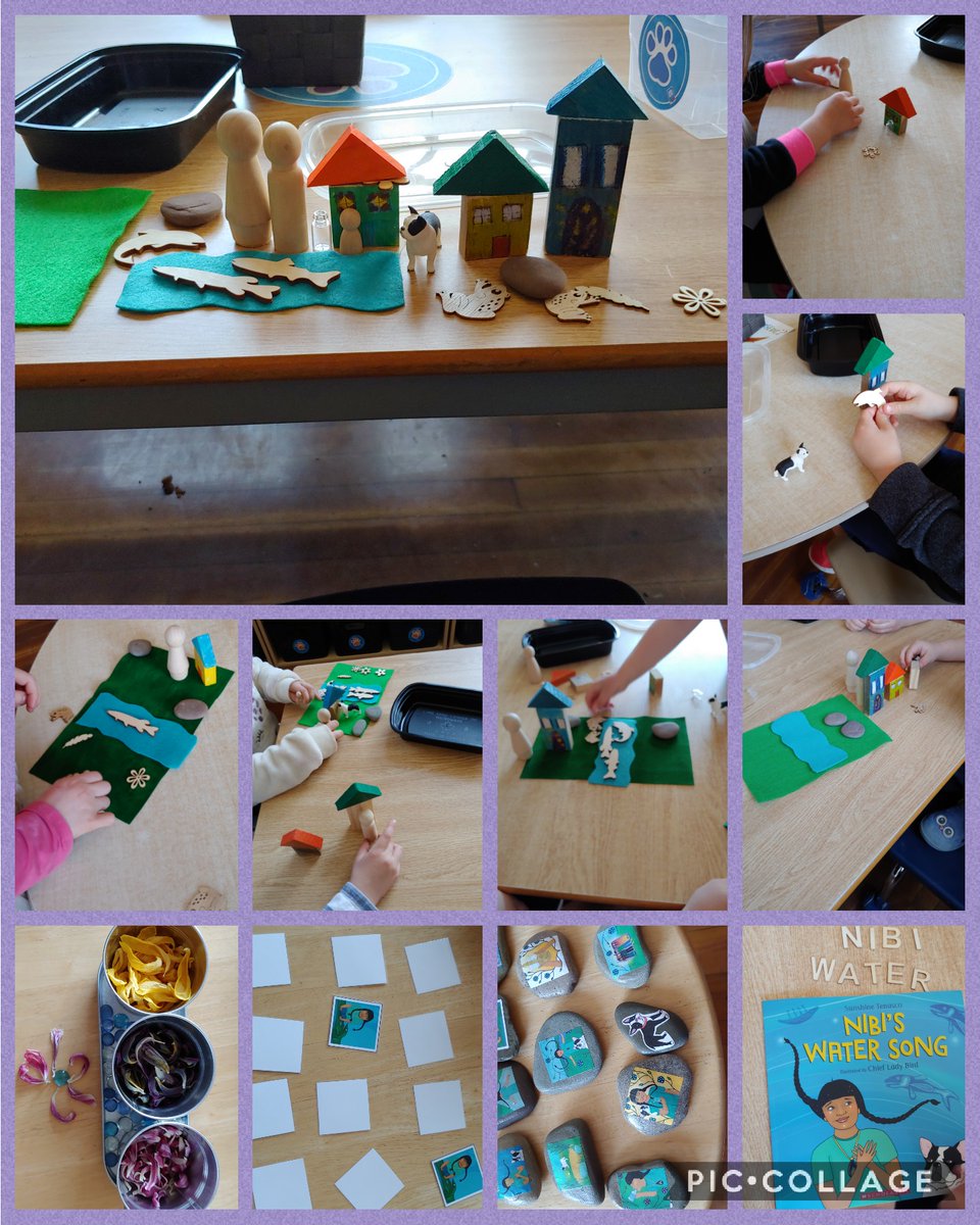 carrissaece's tweet photo. Today Ss explored with their small world play kits based on the story Nibi's Water Song, and created flowers, played a memory game, did a rock story retell and spelled water and Nibi with wood letters.@TMcCann3 https://t.co/cm2ZCgKLFn