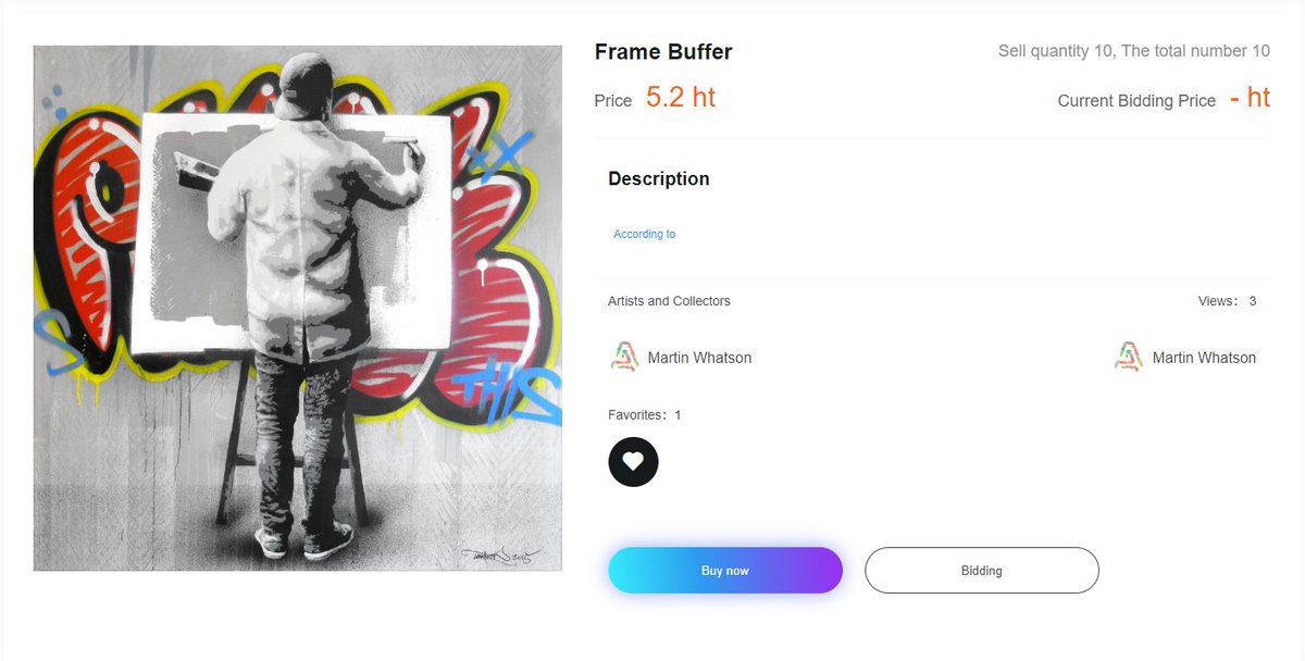 🙌New NFT Listing <Frame Buffer> by Martin Whatson #ATTN #ANTASY #ATTNMALL #NFTs #NFT #HuobiEcochain
⏱Total Quantity: 10
🕋Price: 5.2 HT
👉Purchase link: antasy.io/#/shopDetail?c…