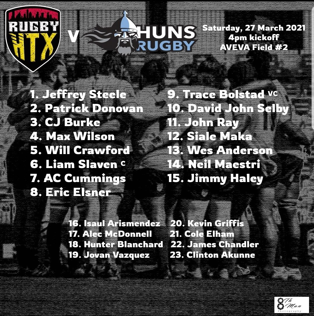 Saturday's starting line-up for Rugby HTX vs. <a href="/AustinHunsRugby/">Austin Huns Rugby</a>