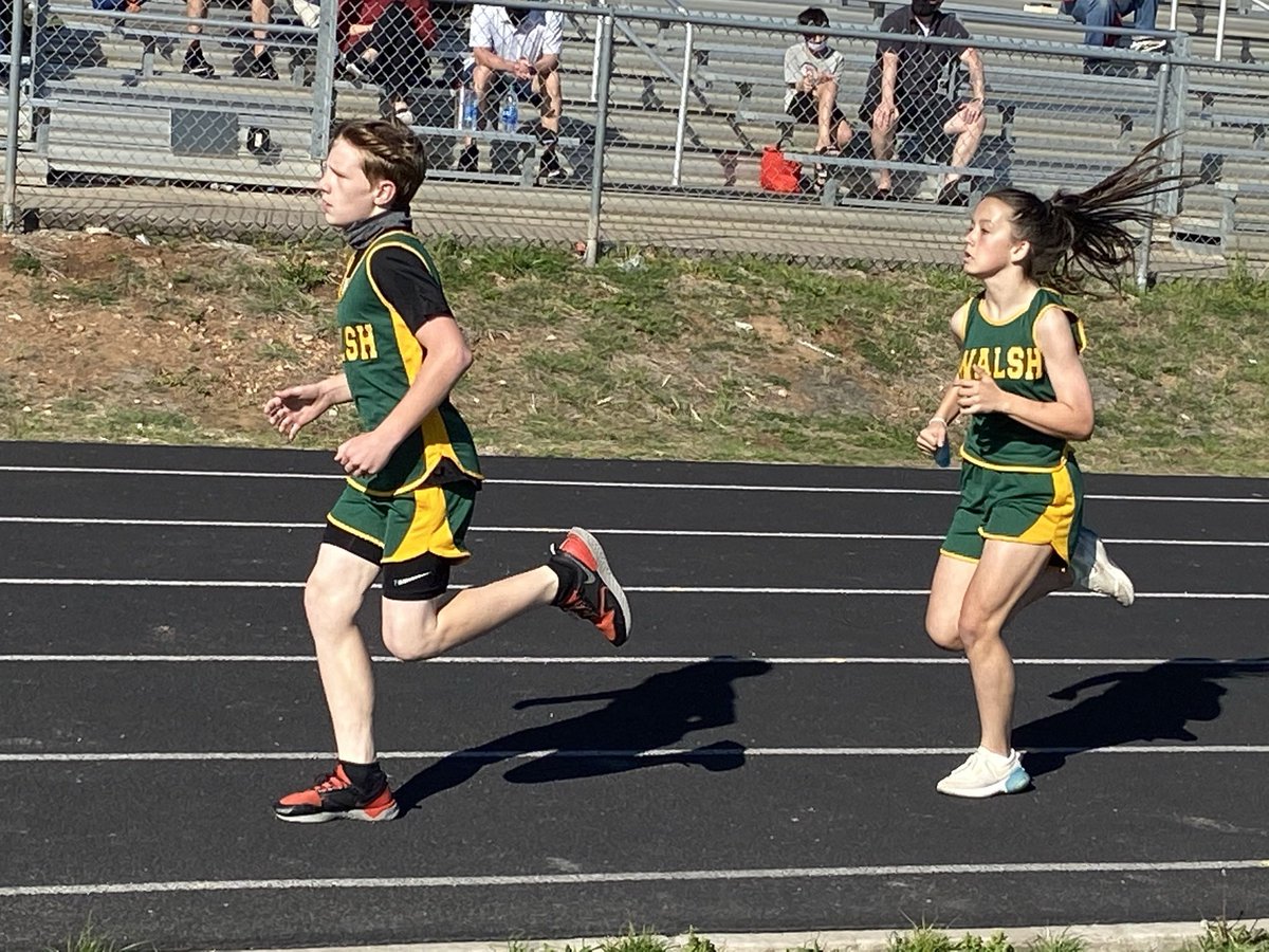 Tori_A_Sanders's tweet photo. MY GIRL!!! First in all three events, 800 meter run, 4x2 relay, and 300 meter hurdles. First track event ever! So proud! 🏃♀️💚💛 #WalshStrong https://t.co/SojwLomSY7