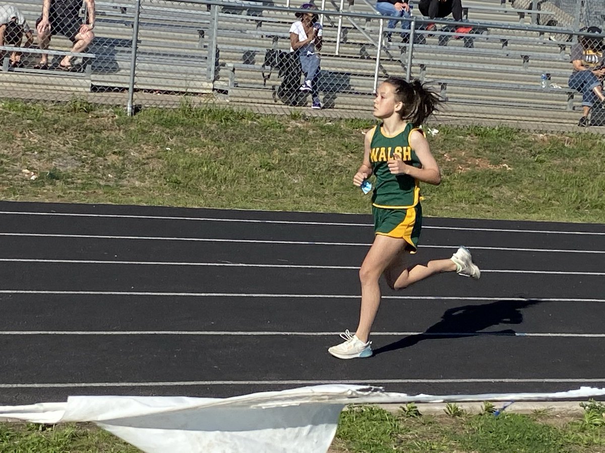 Tori_A_Sanders's tweet photo. MY GIRL!!! First in all three events, 800 meter run, 4x2 relay, and 300 meter hurdles. First track event ever! So proud! 🏃♀️💚💛 #WalshStrong https://t.co/SojwLomSY7