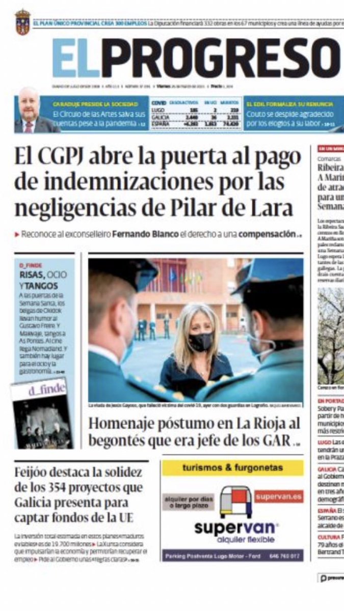 Sor__Bette's tweet photo. #PilardeLara quien fue expulsada de su plaza por el #PoderJudicial vuelve a ser noticia. #DerechosHumanos #HumanRights #Lugo #Ponferrada #Bierzo #enportada #ElProgresodeLugo #Prensa https://t.co/XBgOnkfSD2