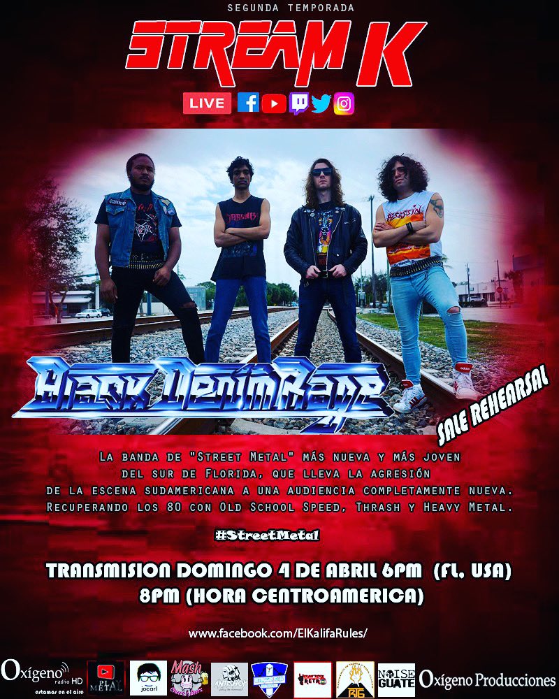 elkal1fa's tweet photo. Segunda temporada de streaming de #StreamK emision #32 Domingo 4 de Abril de 2021. A las 6PM (Fl, USA) y 8PM (Hora Centroamerica) banda invitada #blackdenimrage platicaremos sobre "State Of Emergency” su EP debut y sale reahearsal.

#streetmetal #thrashmetal #guatemala🇬🇹 #usa🇺🇸 https://t.co/WEHNHfHiZH