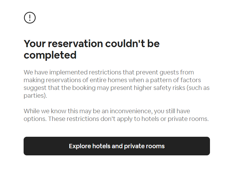 Yo @Airbnb, maybe you shouldn't let computers make decisions if you want good customer service. Just trying to book for a young family of 4, hosts are social distancing and all. . . https://t.co/6tyBWR4umU