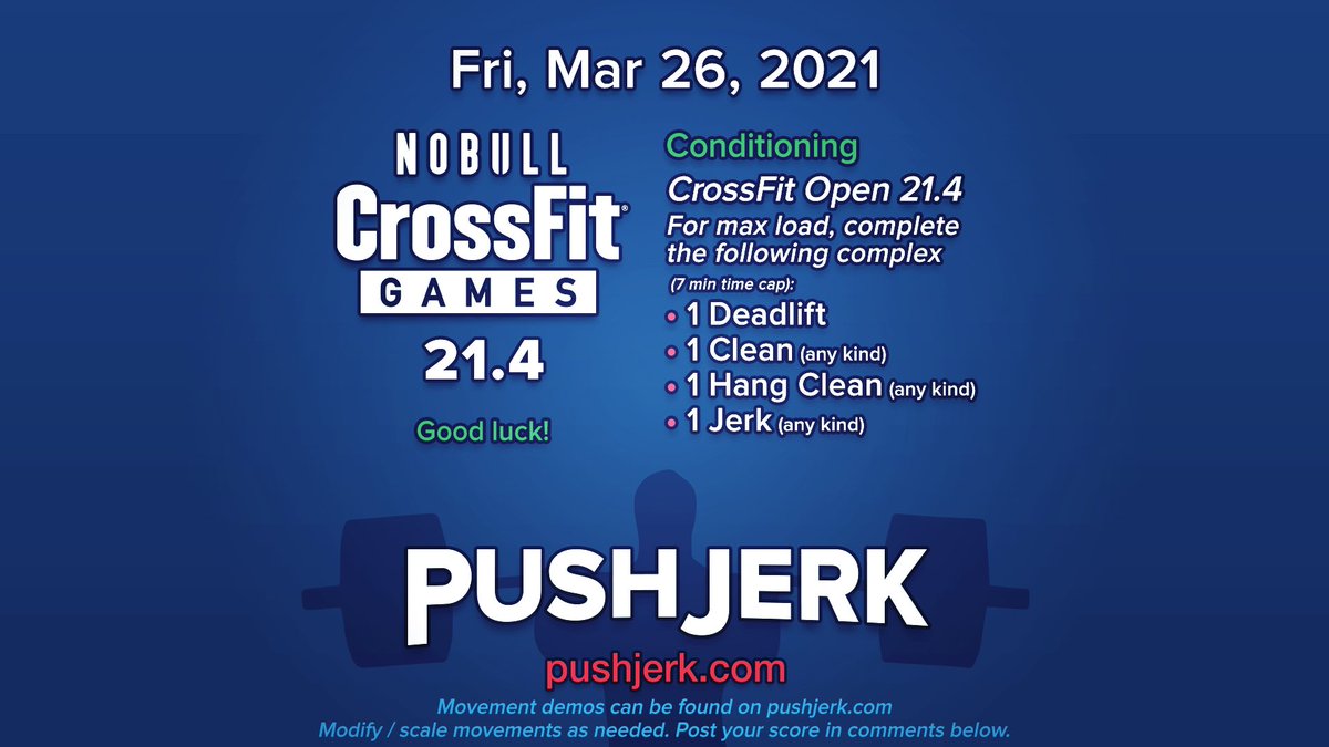 PushJerk's tweet photo. Fri, Mar 26, 2021 • https://t.co/46IJmcscNo
#garagegym #homegym #crossfit #wod 🗓 #shoulderpress 🙌 #squats 🍑 #CFOpen 🌎 #squats 🍑 #ttb 👣 #thrusters 🚀 #ctbpullups ✊➖✊ #barmu ➖💪 #deadlift ☠️ #clean 🧼 #hangclean 👊🧼 #jerk 🤪 https://t.co/9UfDO2AvBE
