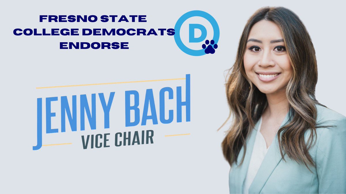 CollegeDemsCSUF's tweet photo. The Fresno State College Dems are proud to endorse @BachForCDP for California Democratic Party Vice Chair!!!! https://t.co/2azcjlNYz4