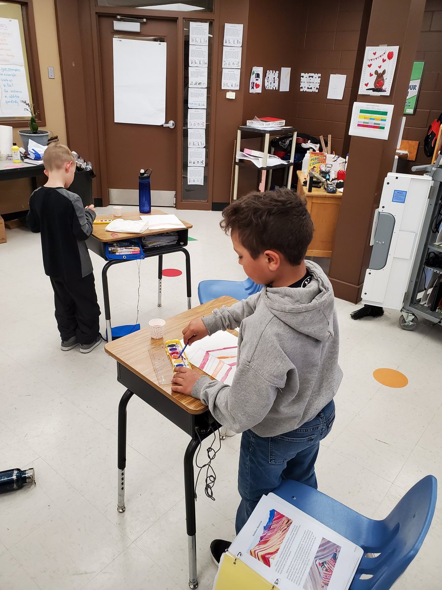 MandiRietmann's tweet photo. Grade 3/4 finished their Pysanky eggs today and started painting Rainbow Mountain! It was a crafty sorta day followed by a nice spring walk! Lots of fun at #bvschool. #csd71 https://t.co/EBOckwtEoN